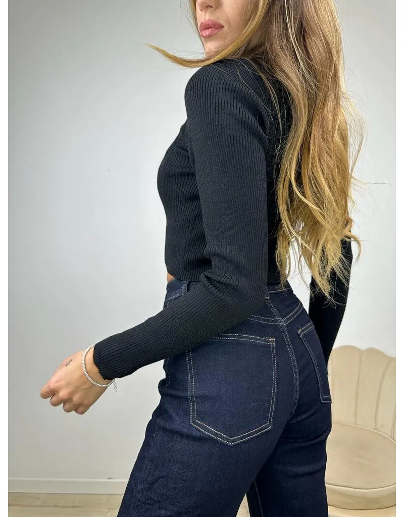 MAGLIA CROP COSTA NERA
