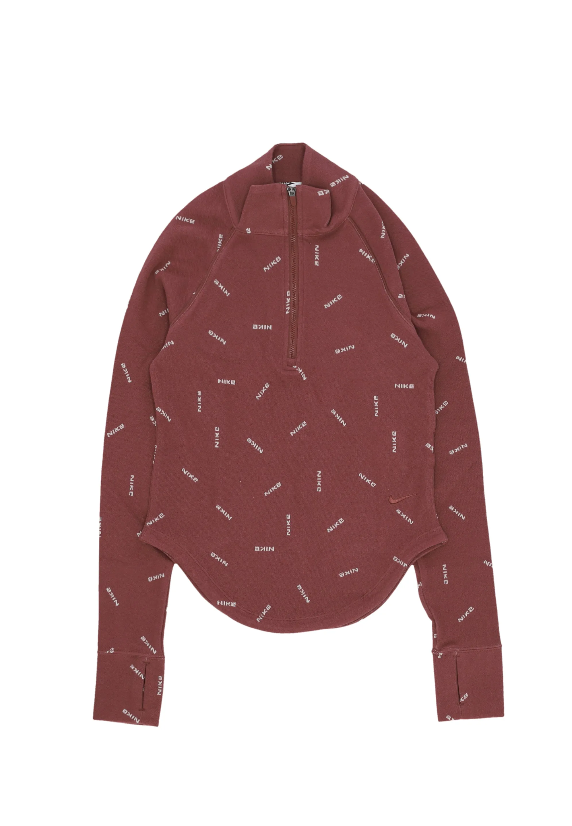 Maglietta Manica Lunga Donna W Sportswear Collection Logo Half-zip L/s Top Red Sepia/lt Orewood Brn/red Sepia