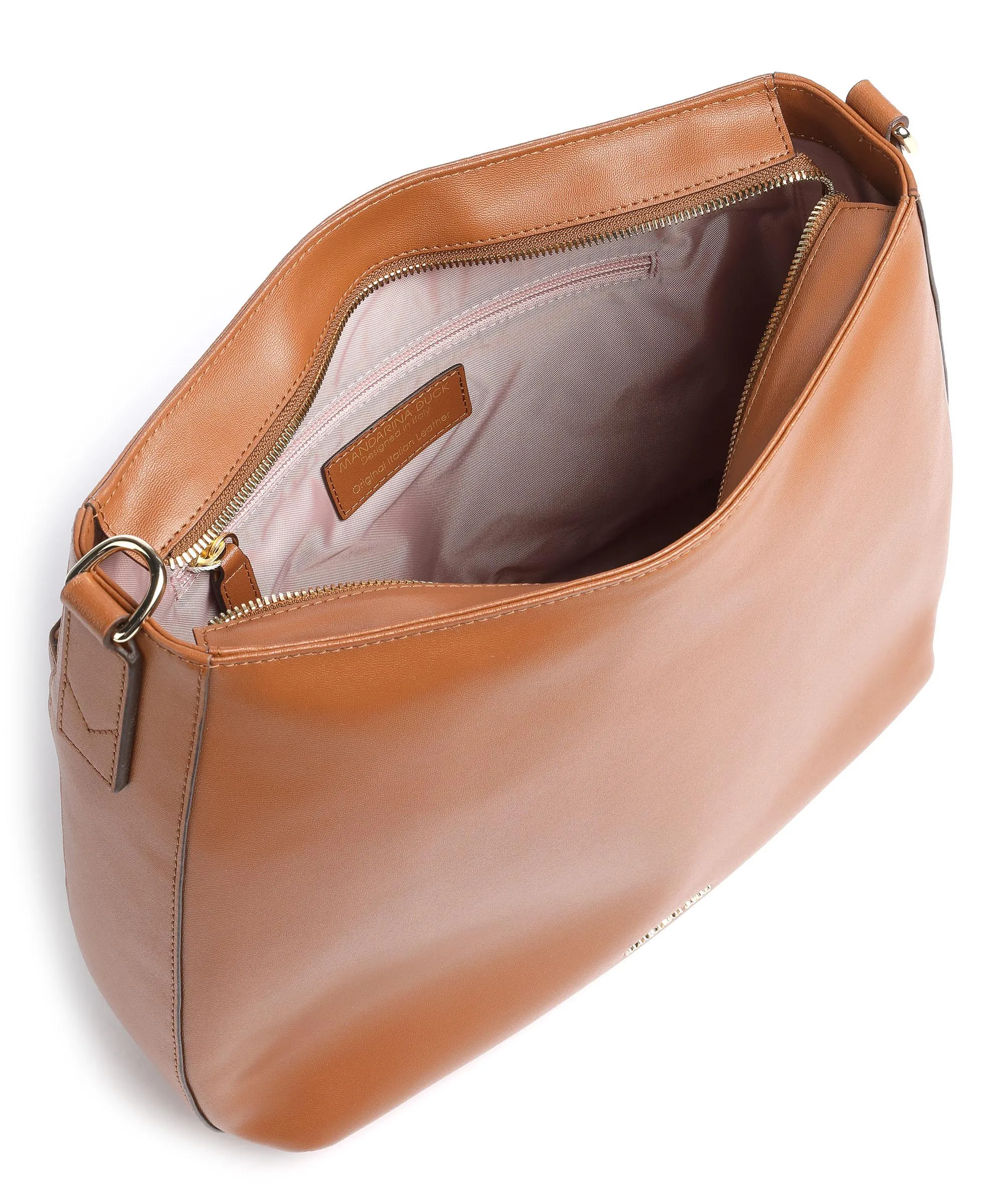  Mandarina Duck Luna Borsa hobo pelle di vitello caramello  