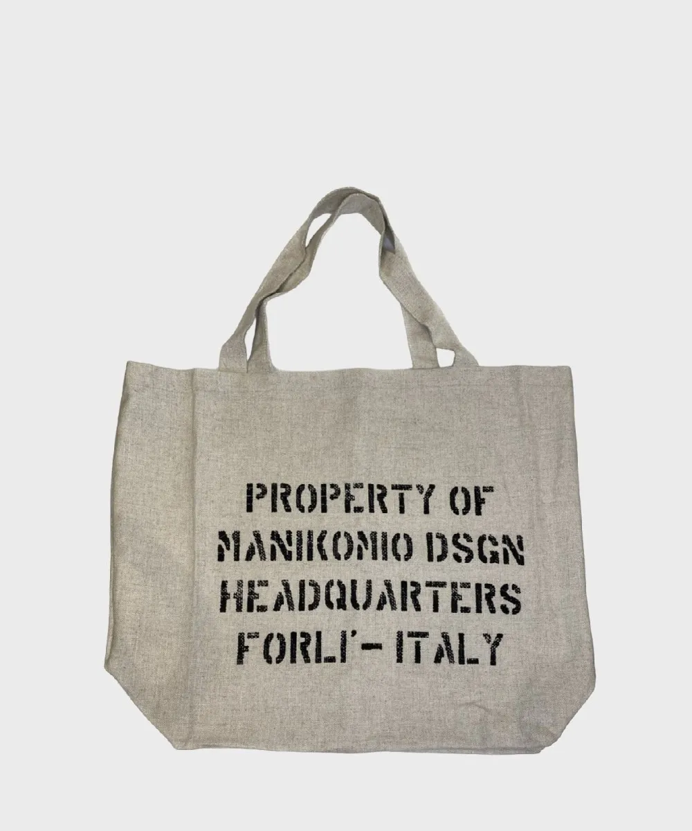 Manikomio Dsgn Utility borsa shopper in cotone taupe