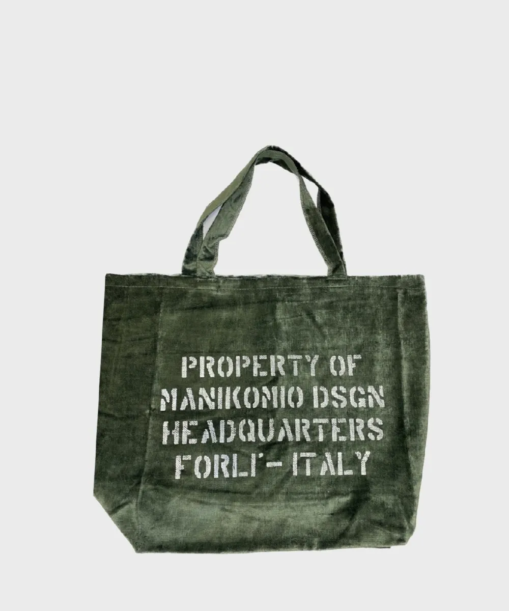Manikomio Dsgn Utility borsa shopper in velluto verde scuro