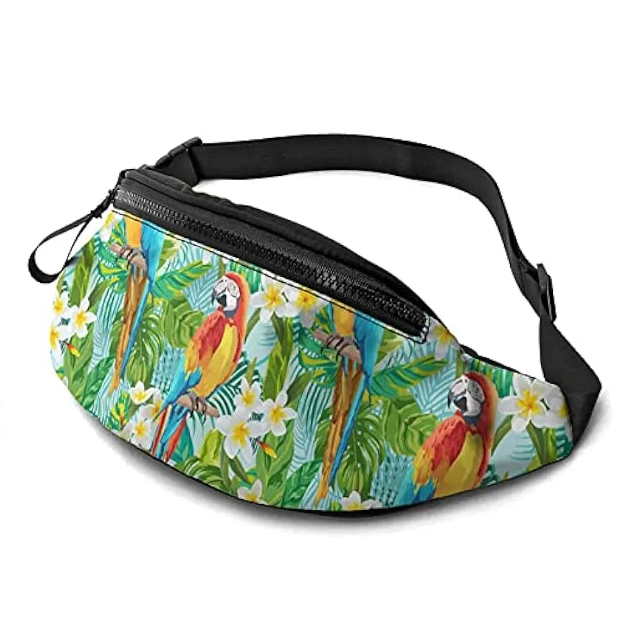 Marsupio per Uomo Donna,Fiori Tropicali E Uccelli Marsupio con Cintura Tasca a Tracolla Regolabile Borsa a Tracolla Borsa sul Pe