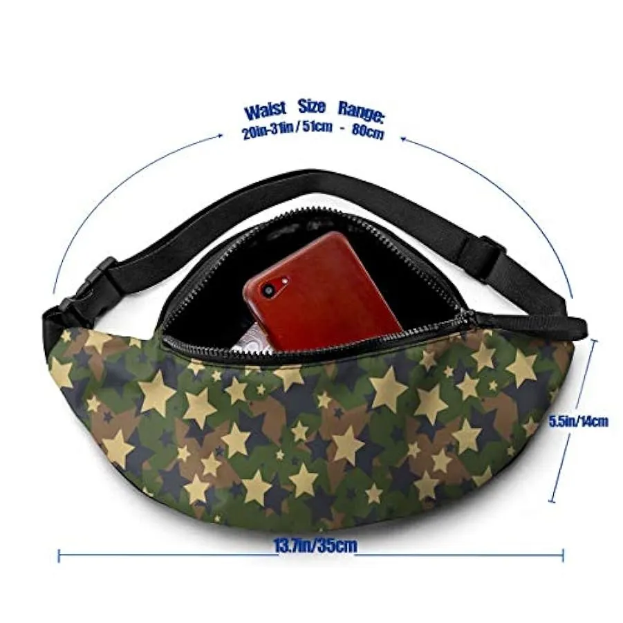 Marsupio per Uomo Donna,Marsupio con Motivo Mimetico Woodland Marsupio con Cintura Tasca a Tracolla Regolabile Borsa a Tracolla 