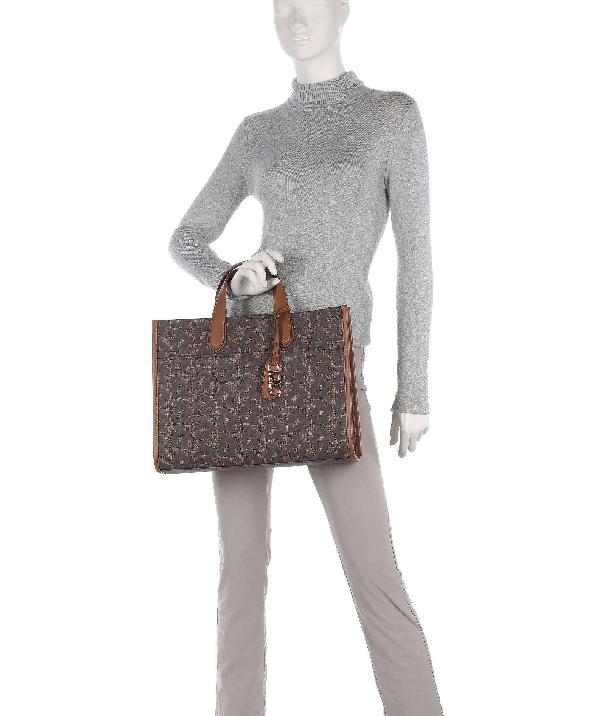  Michael Kors Gigi Borsa a mano tela marrone scuro  
