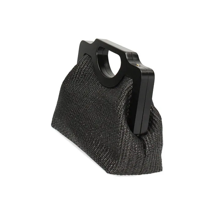 Minibag nera in raffia