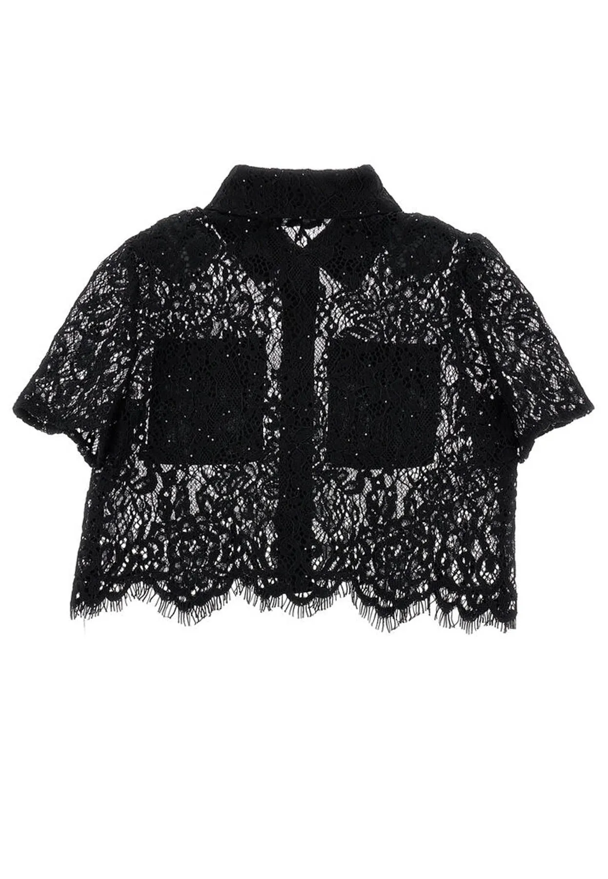 Monnalisa camicia nera bambina in pizzo
