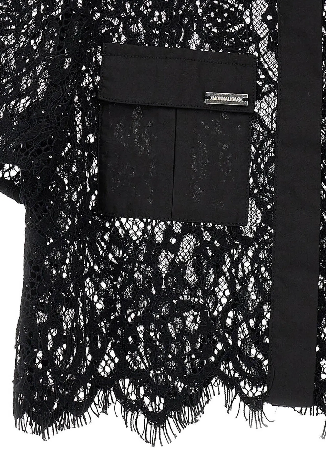 Monnalisa camicia nera bambina in pizzo