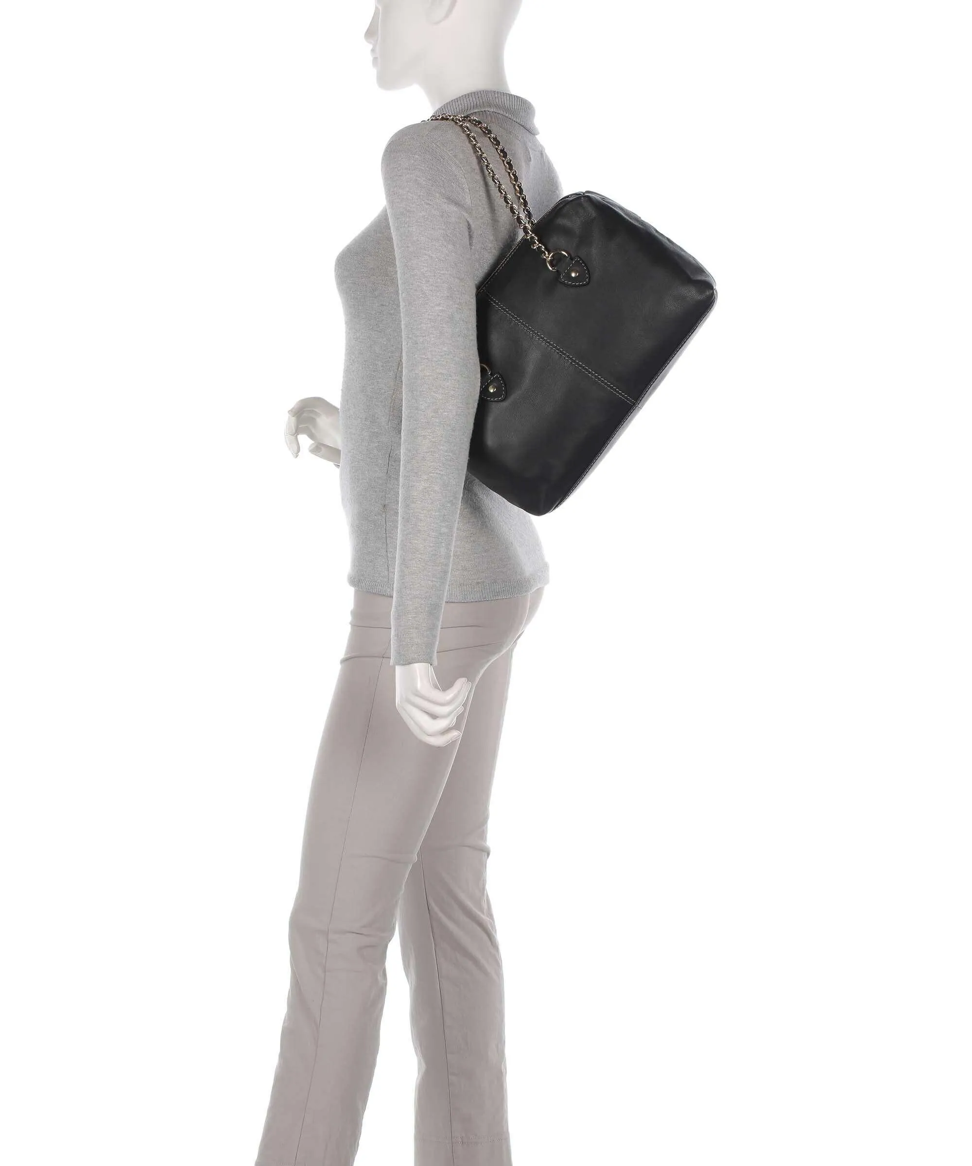  Núnoo Cozy Amara Borsa shopper pelle a grana fine nero  