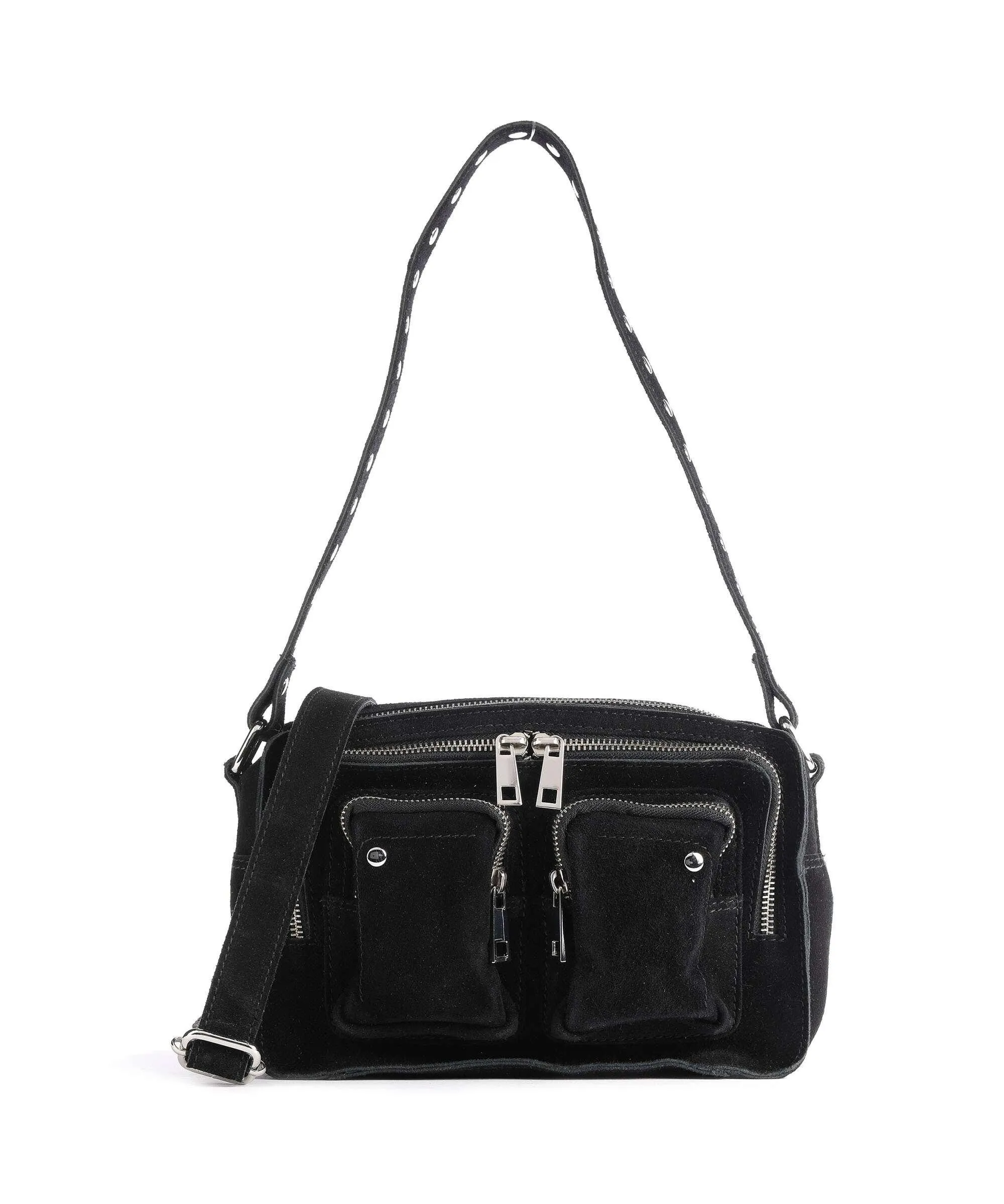  Núnoo Suede Ellie Borsa a spalla pelle di vitello ruvida nero  
