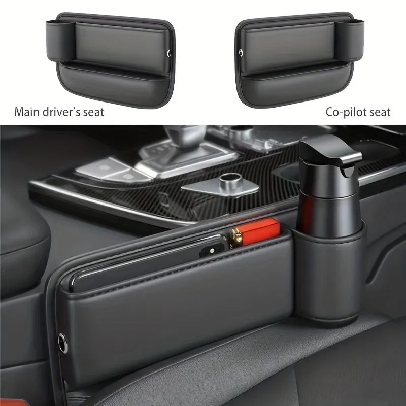 Organizer per seggiolino auto premium Borsa portaoggetti per sedile anteriore in pelle testurizzata con portabicchieri Riempitor