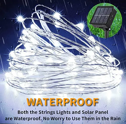 owwasd [2 pezzi Catena luminosa solare per esterni, 14 m, 120 LED, per esterni, resistente alle intemperie, per balcone, alberi,