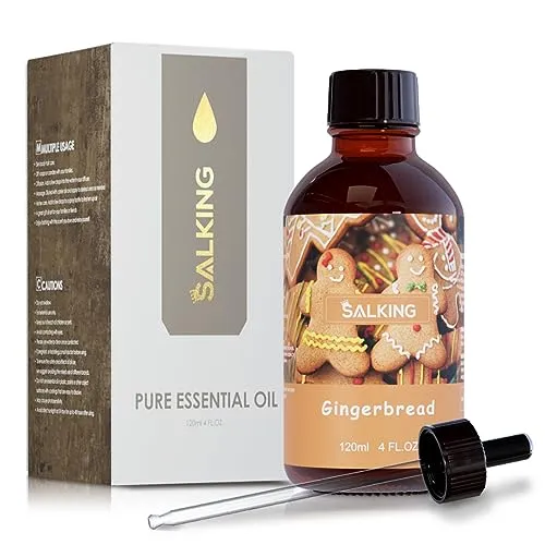 Pan di zenzero Olio Essenziale 120ml, SALKING Inverno Naturale Olio Essenziale per Diffusori Ultrasuoni, Naturali Oli Essenziali