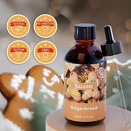 Pan di zenzero Olio Essenziale 120ml, SALKING Inverno Naturale Olio Essenziale per Diffusori Ultrasuoni, Naturali Oli Essenziali
