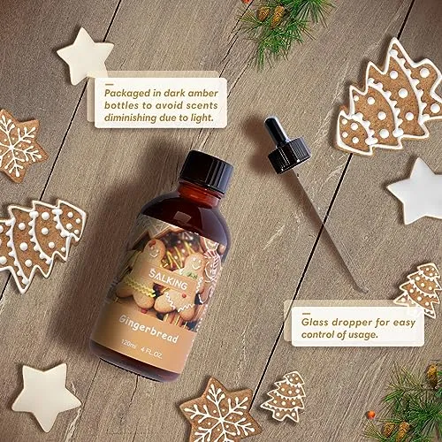 Pan di zenzero Olio Essenziale 120ml, SALKING Inverno Naturale Olio Essenziale per Diffusori Ultrasuoni, Naturali Oli Essenziali