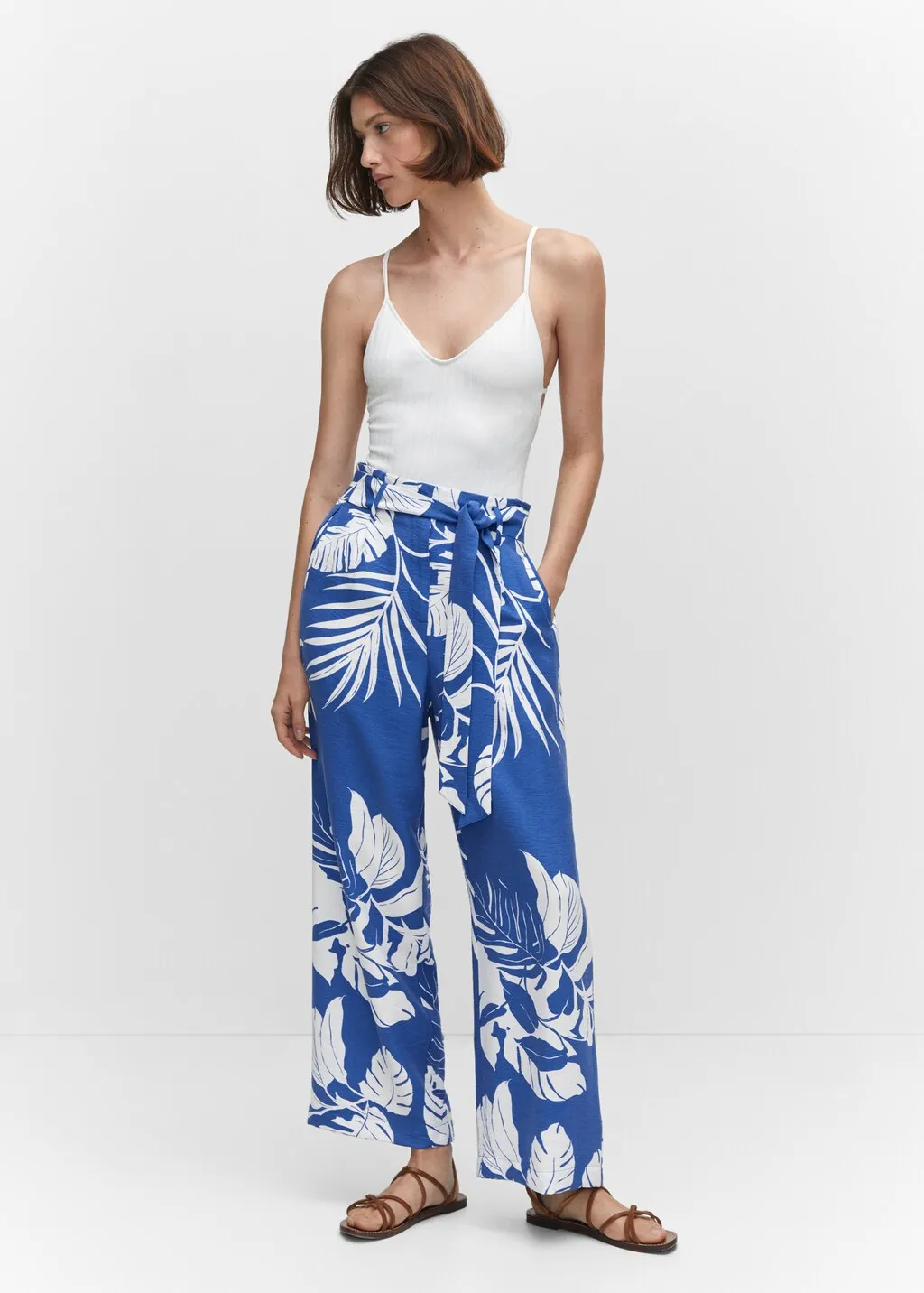 Pantaloni stampa tropicale