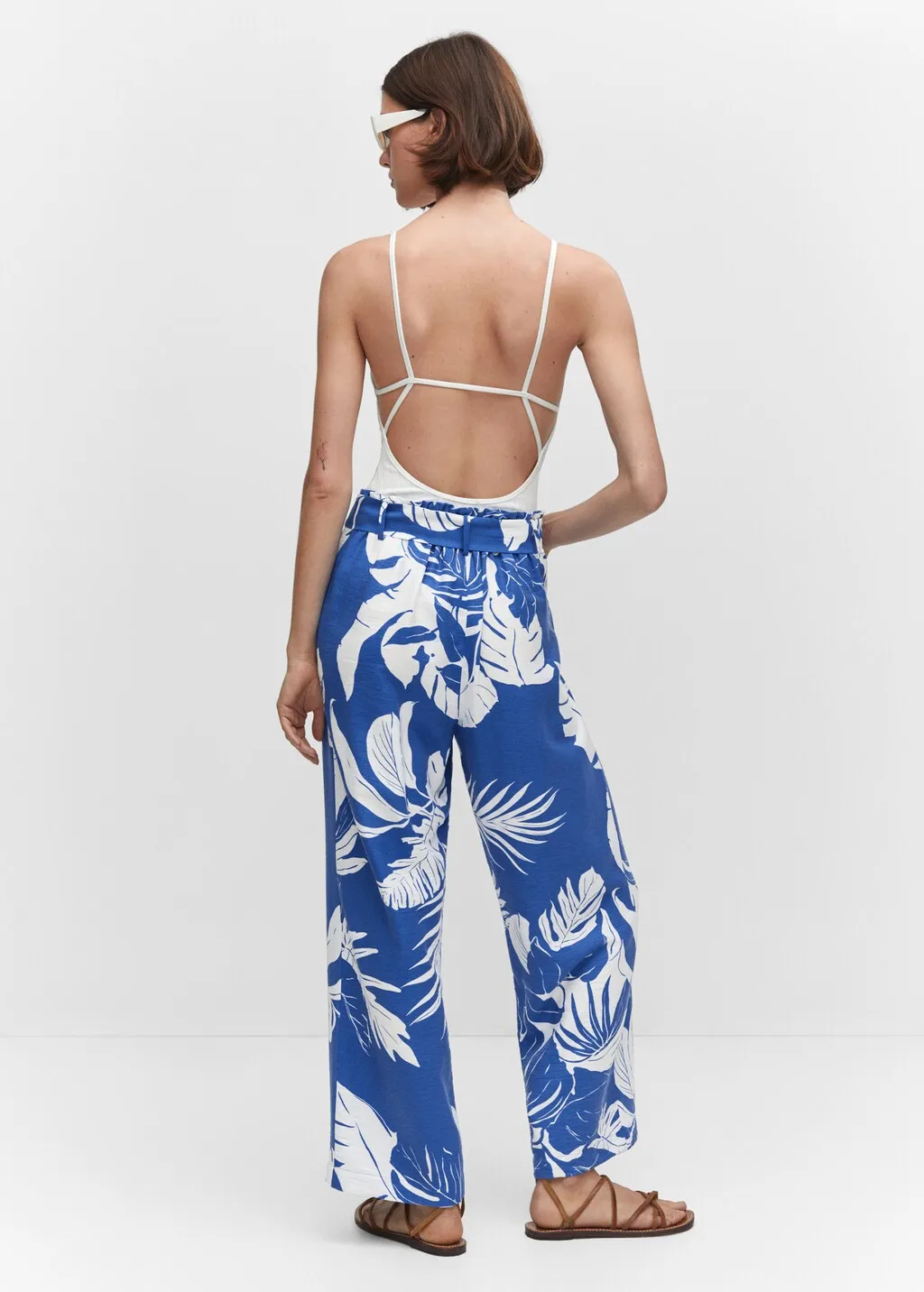 Pantaloni stampa tropicale
