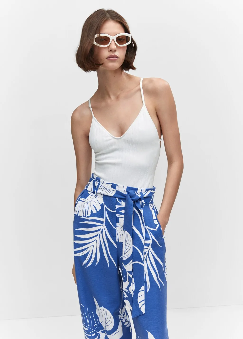 Pantaloni stampa tropicale