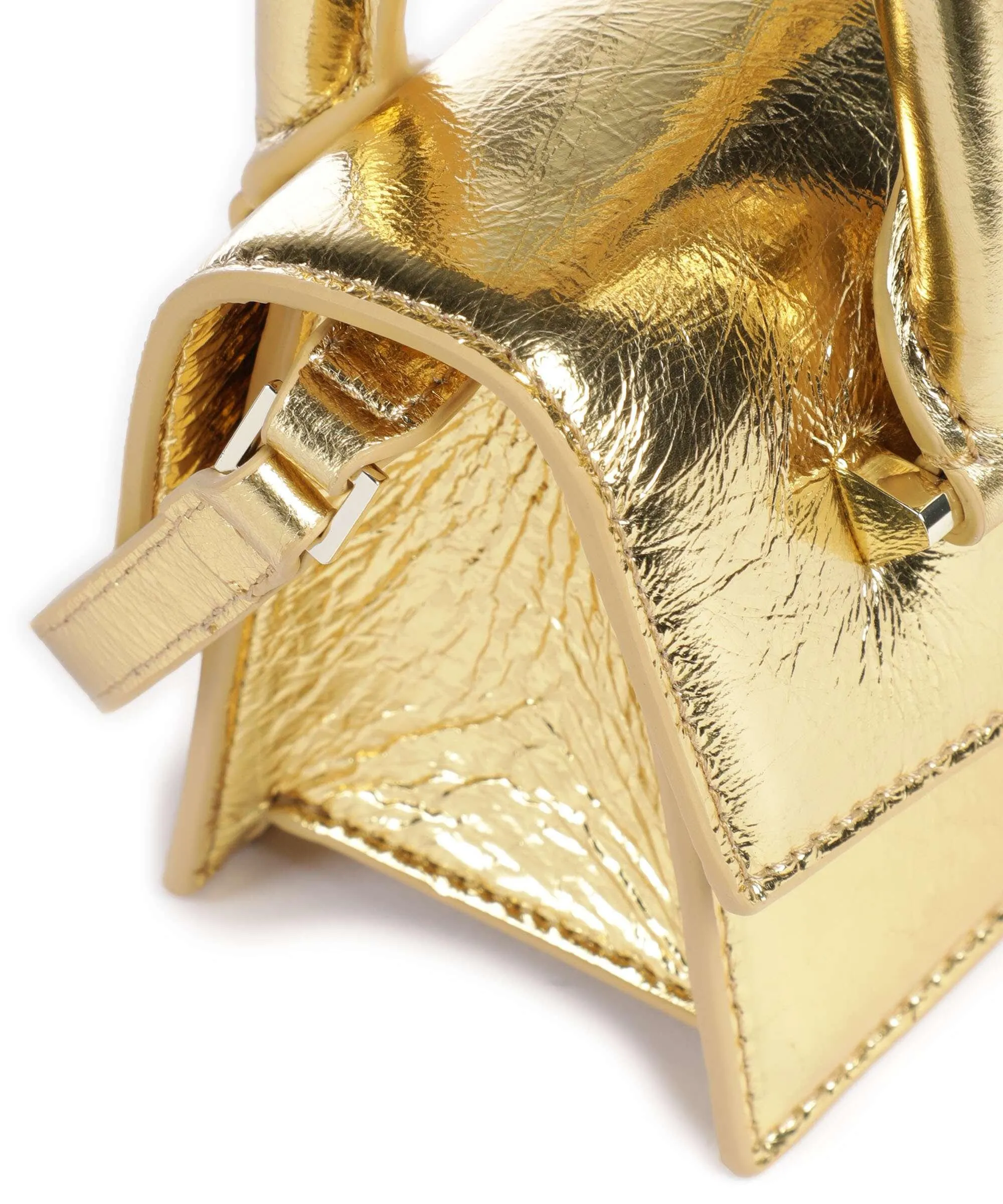  Patrizia Pepe Fly Bamby Metallic Borsa a mano cuoio di agnello oro  