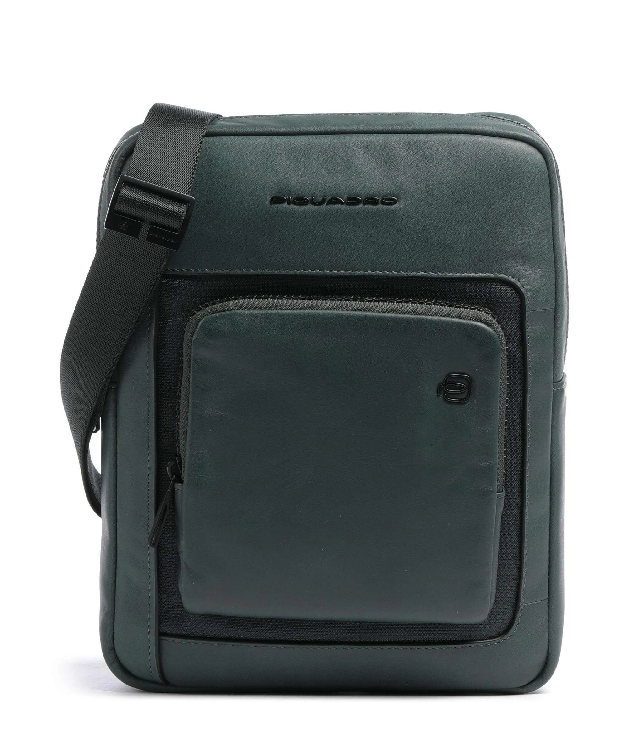  Piquadro Liko Borsa a tracolla pelle a grana fine verde scuro  