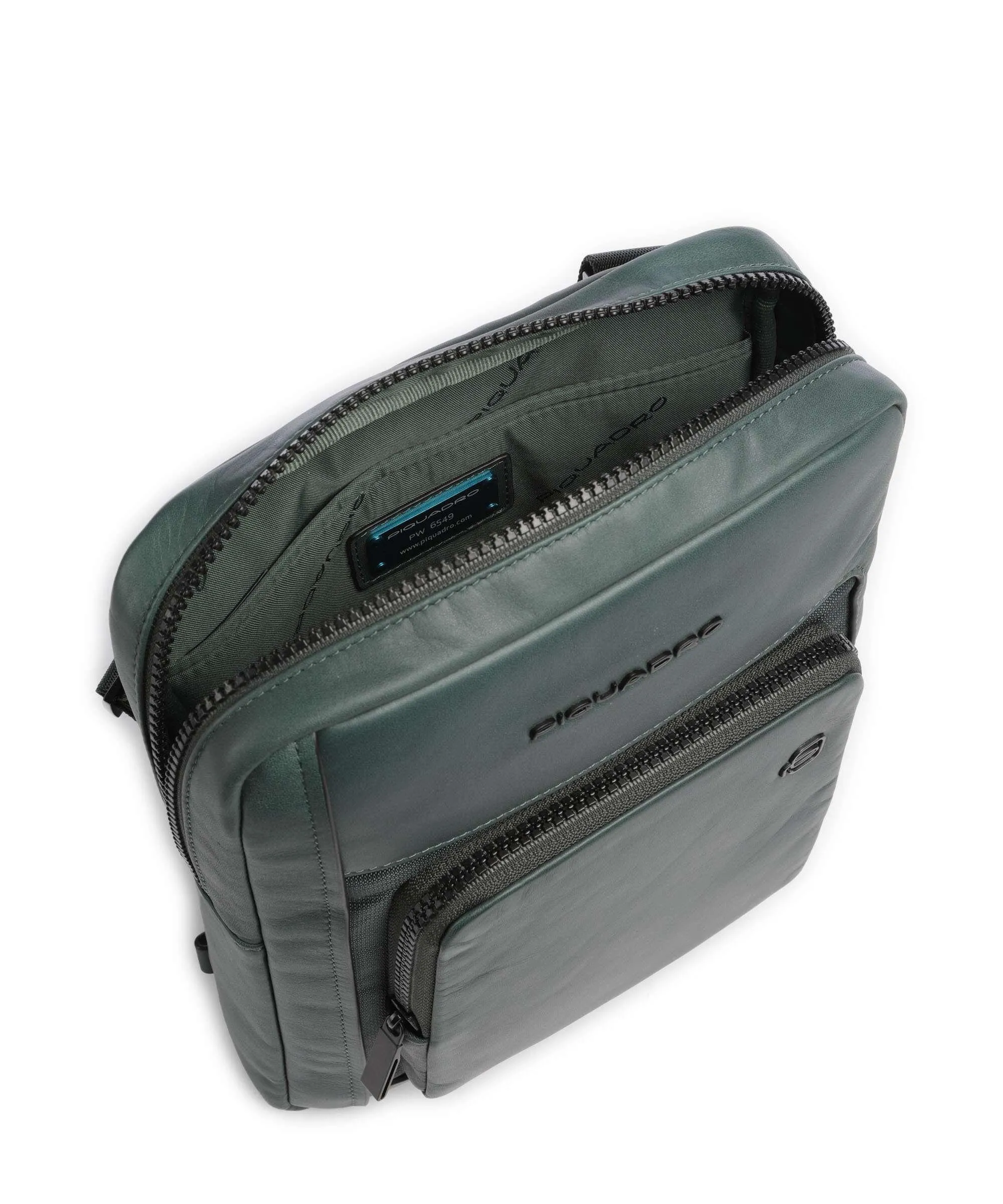  Piquadro Liko Borsa a tracolla pelle a grana fine verde scuro  