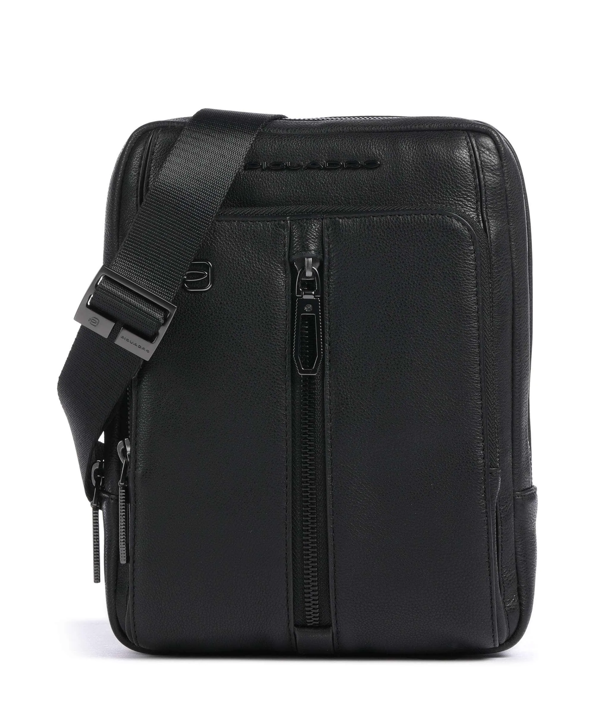  Piquadro Wollem Borsa a tracolla 10″ pelle di vacchetta finemente grana nero  