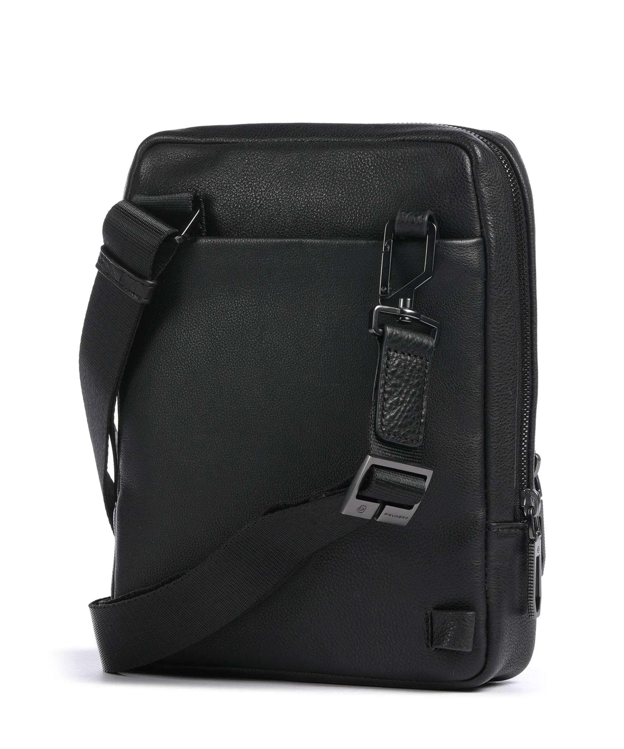  Piquadro Wollem Borsa a tracolla 10″ pelle di vacchetta finemente grana nero  