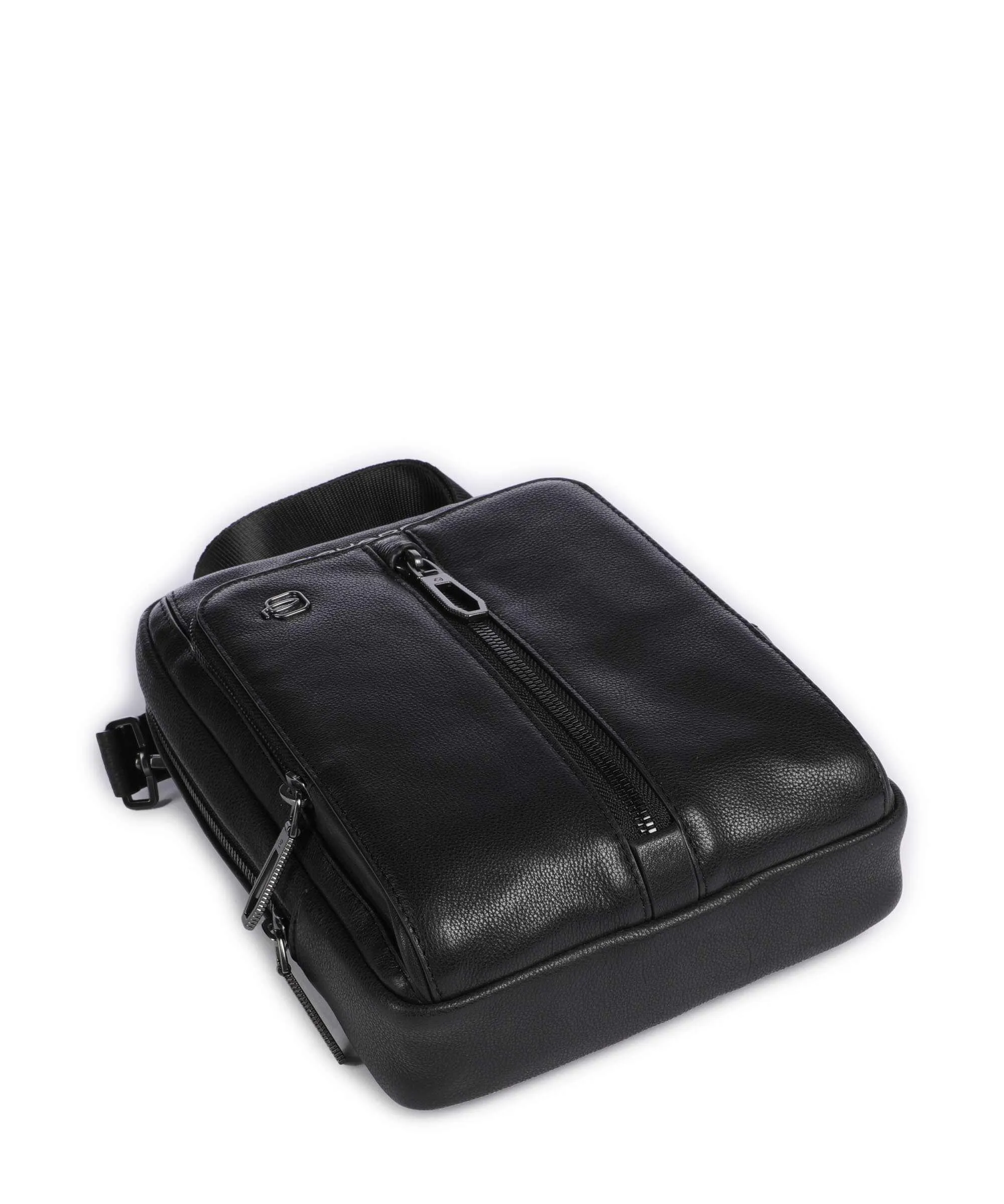  Piquadro Wollem Borsa a tracolla 10″ pelle di vacchetta finemente grana nero  