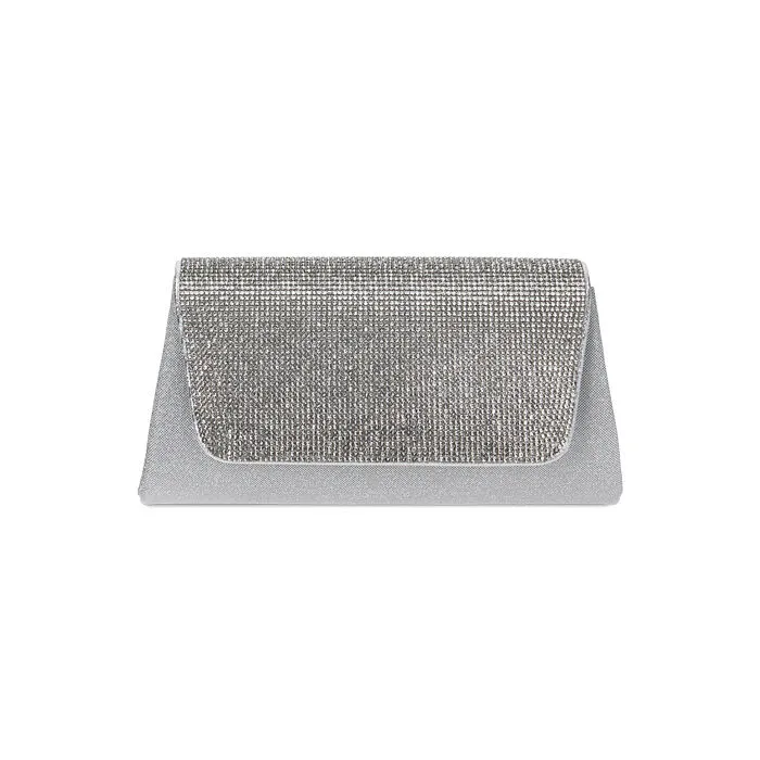 Pochette argento glitter con pietre