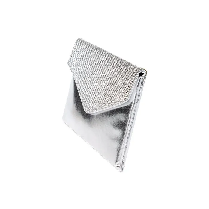 Pochette argento laminata con pietre