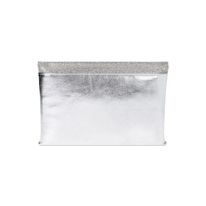 Pochette argento laminata con pietre