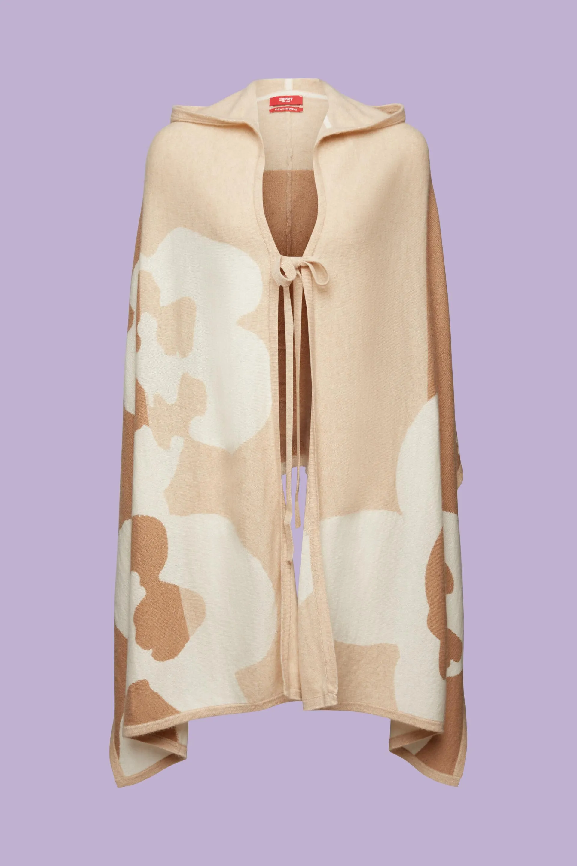 Poncho in cashmere con cappuccio
