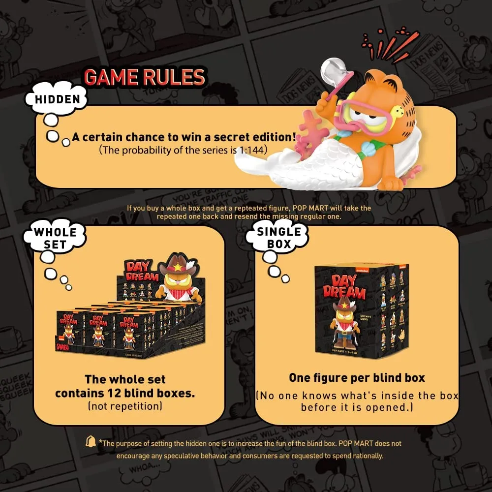 POP MART Garfield Dream Series-3PC Personaggio Pop Personaggio Casuale Personaggio d'Azione Figura Giocattolo da Collezione Figu