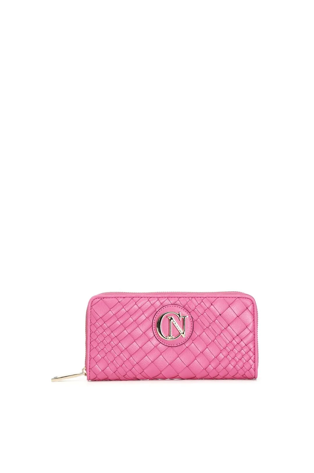 portafogli con zip con intreccio irregolare fuxia