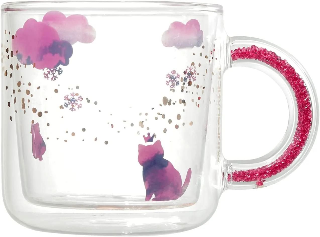 Qinhai Tazza Gatto, Tazza Doppio Vetro, Tazza Caffe Vetro Doppia Parete, Idee Regalo Amici Moglie Donna Ragazze Ragazzi, Idee Re