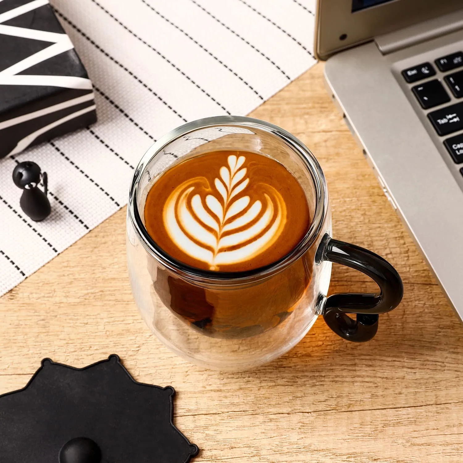 Qinhai Tazza Gatto, Tazza Doppio Vetro, Tazza Caffe Vetro Doppia Parete, Idee Regalo Amici Moglie Donna Ragazze Ragazzi, Idee Re