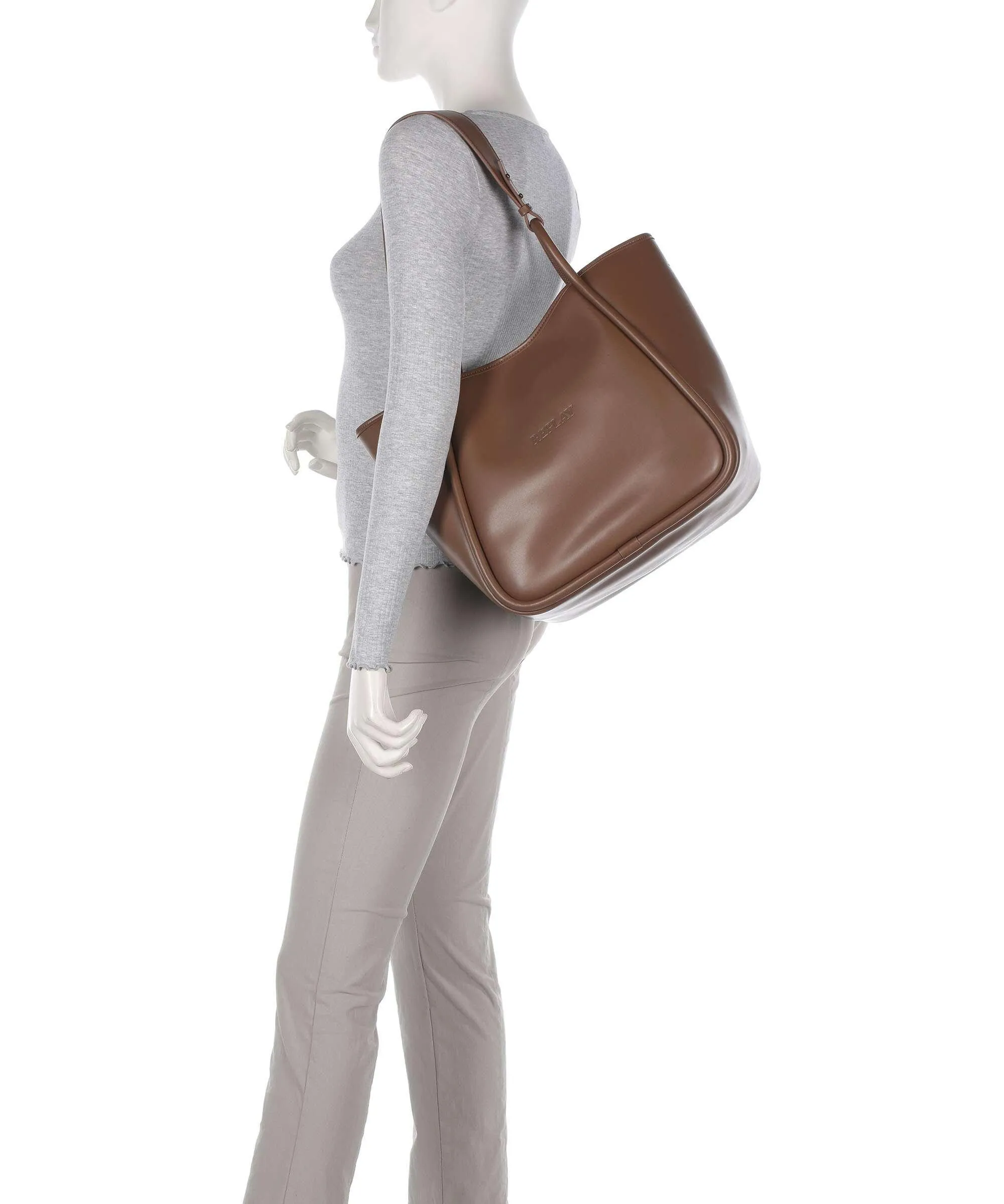  Replay Borsa shopper pelle sintetica marrone  