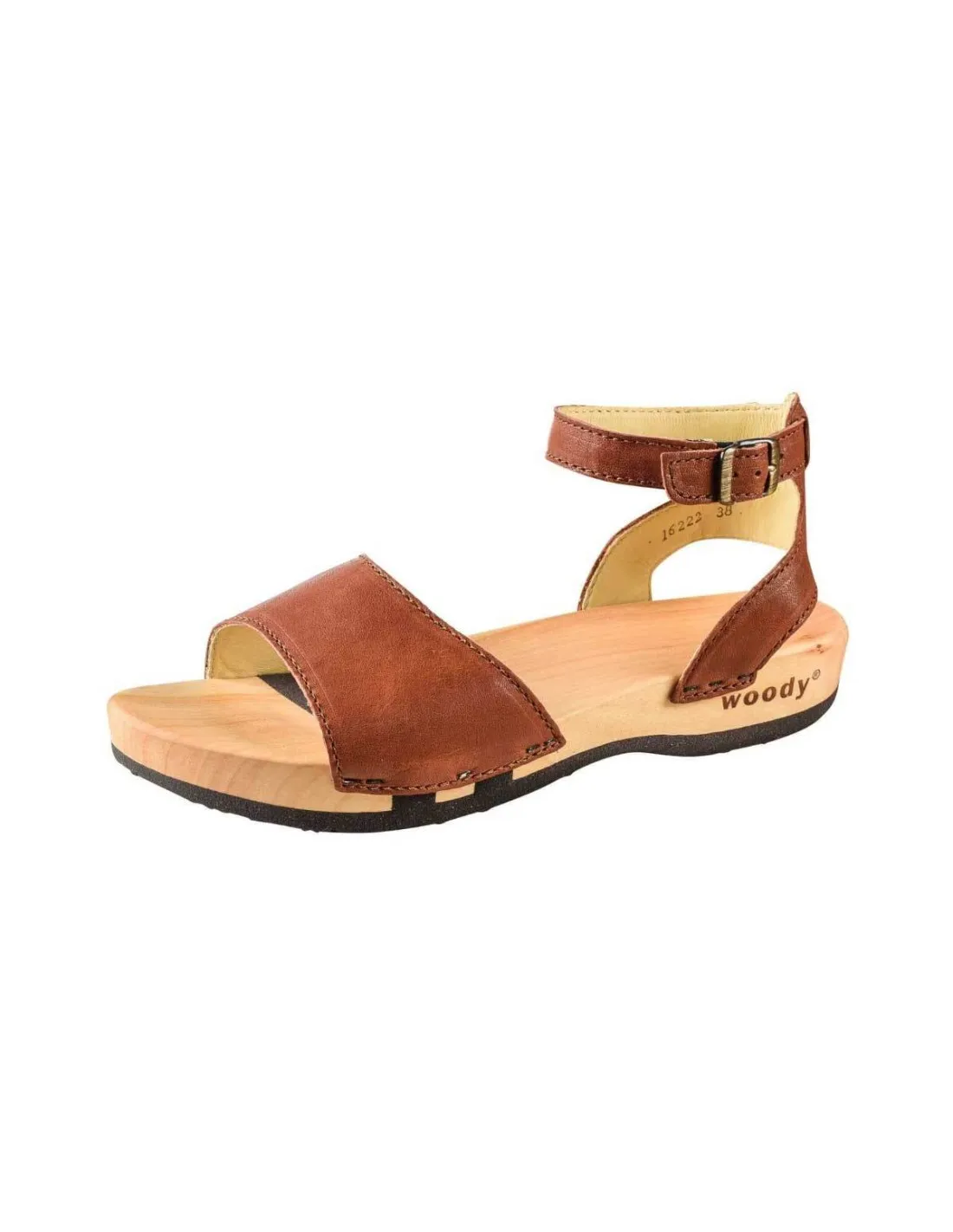 SANDALO IN PELLE E LEGNO MOD "JANA"