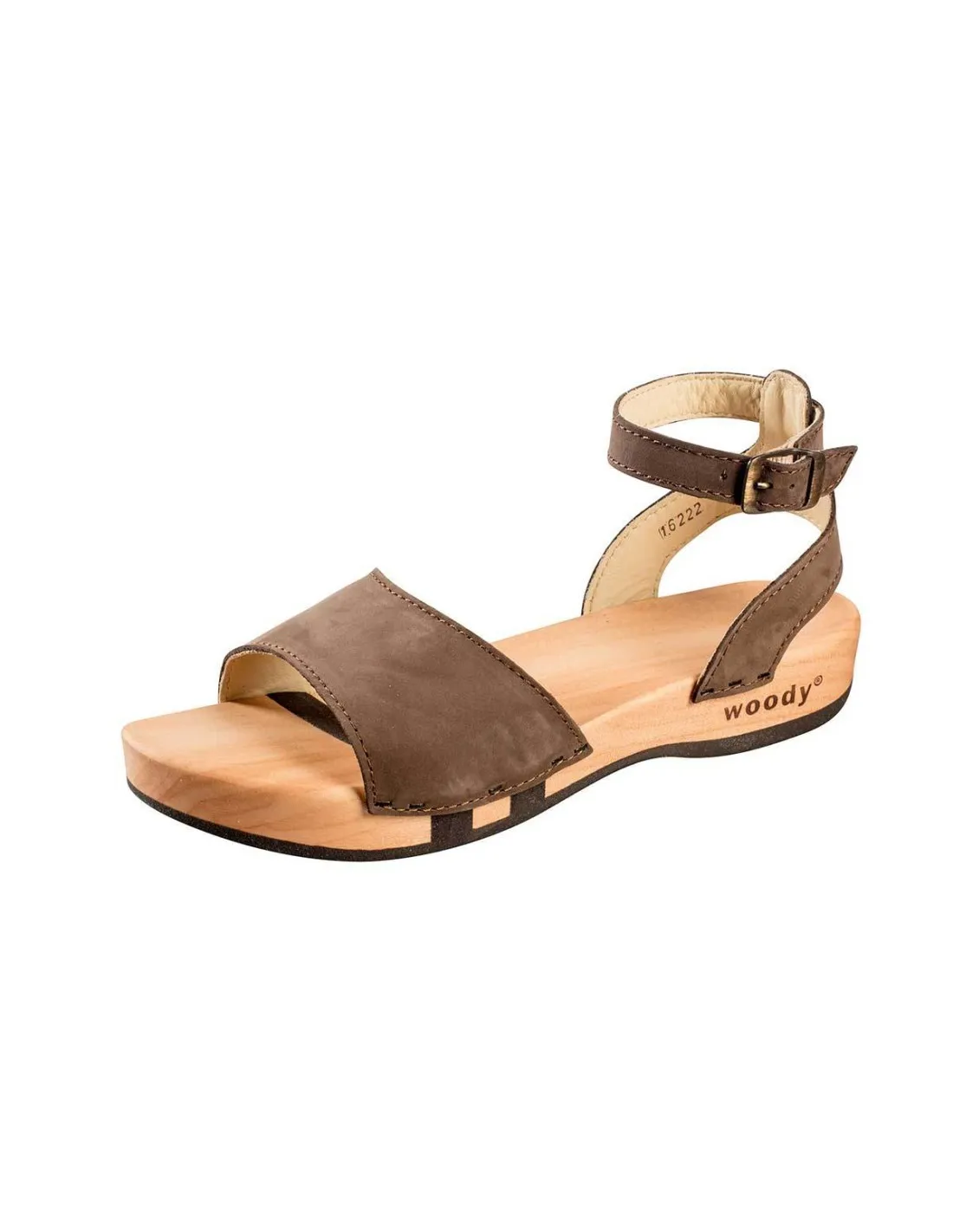 SANDALO IN PELLE E LEGNO MOD "JANA"