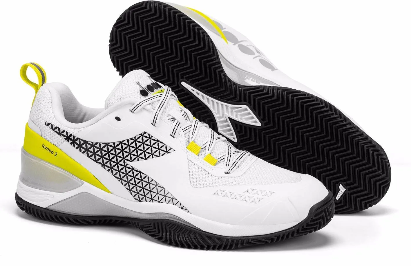 SCARPA DA TENNIS DA DONNA DIADORA TORNEO 2 CLAY WHITE/BLACK/EVENING PRIM - 101.179505 D0619