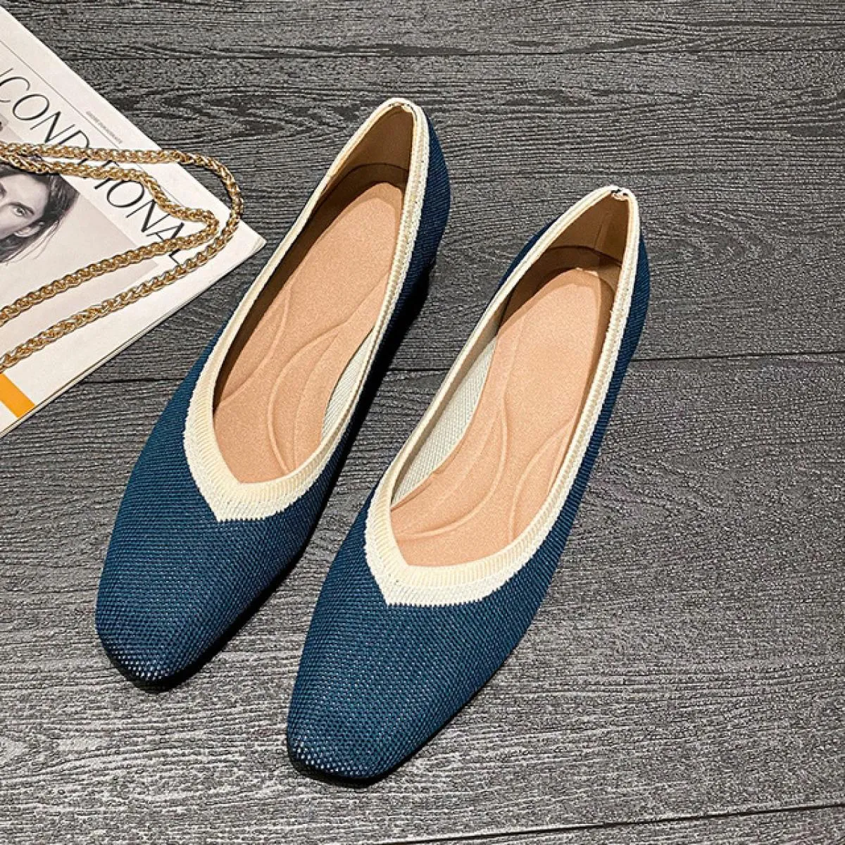 Scarpe con tacco alto Pompe da donna 2022 Nuova primavera e autunno Moda a punta Maglia traspirante Tessuto Plus Size 43 Scarpe
