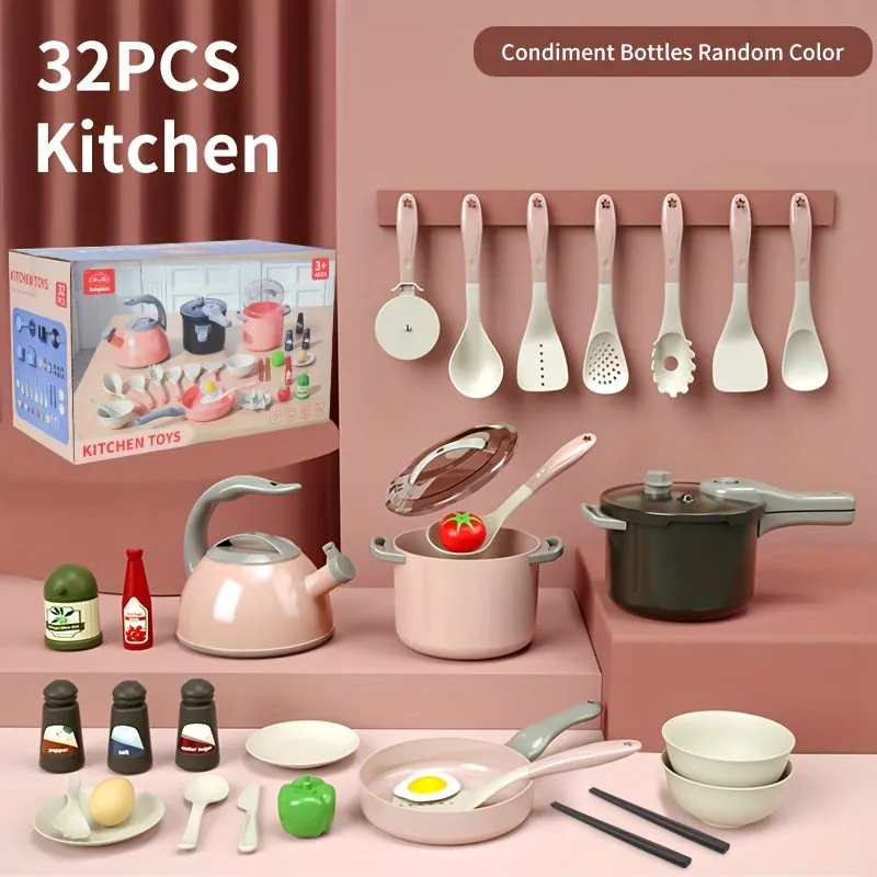 Set da cucina per bambini, set di giocattoli da cucina finta, set da gioco per giocattoli da cucina per bambini piccoli, pentole