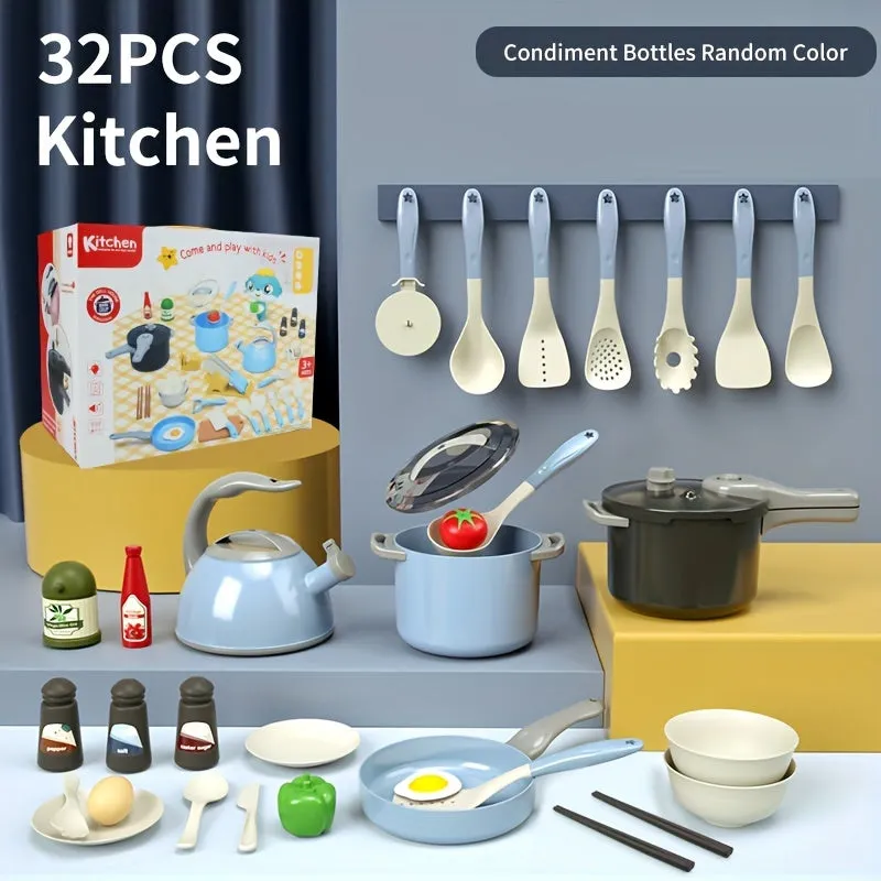 Set da cucina per bambini, set di giocattoli da cucina finta, set da gioco per giocattoli da cucina per bambini piccoli, pentole