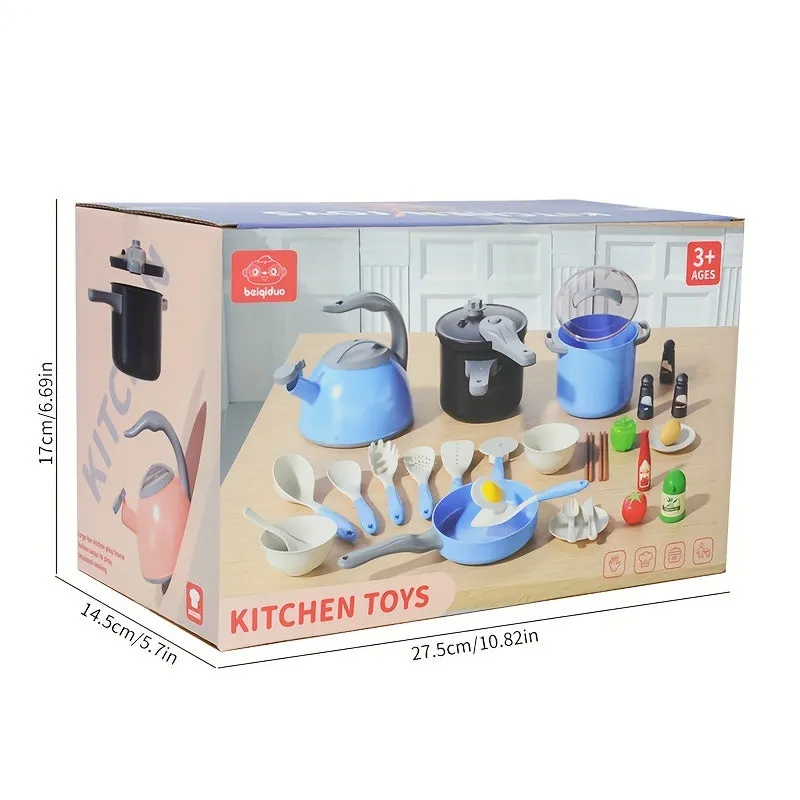 Set da cucina per bambini, set di giocattoli da cucina finta, set da gioco per giocattoli da cucina per bambini piccoli, pentole