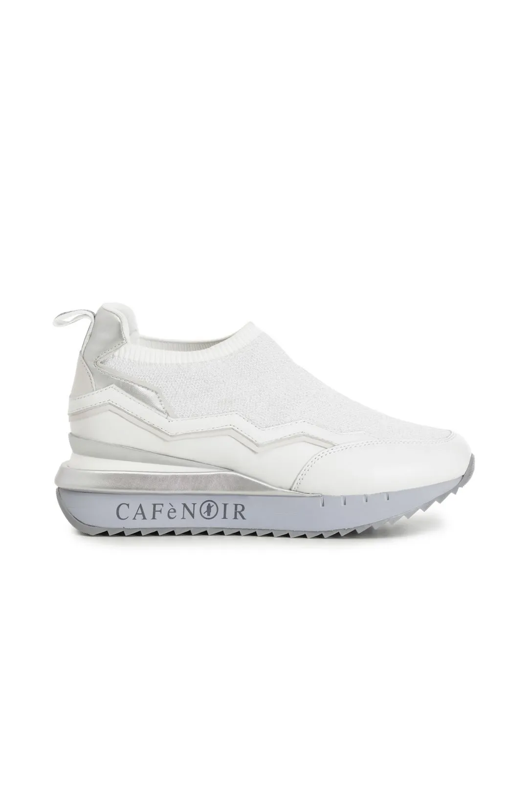 sneakers slip on in tessuto lurex e pelle bianco
