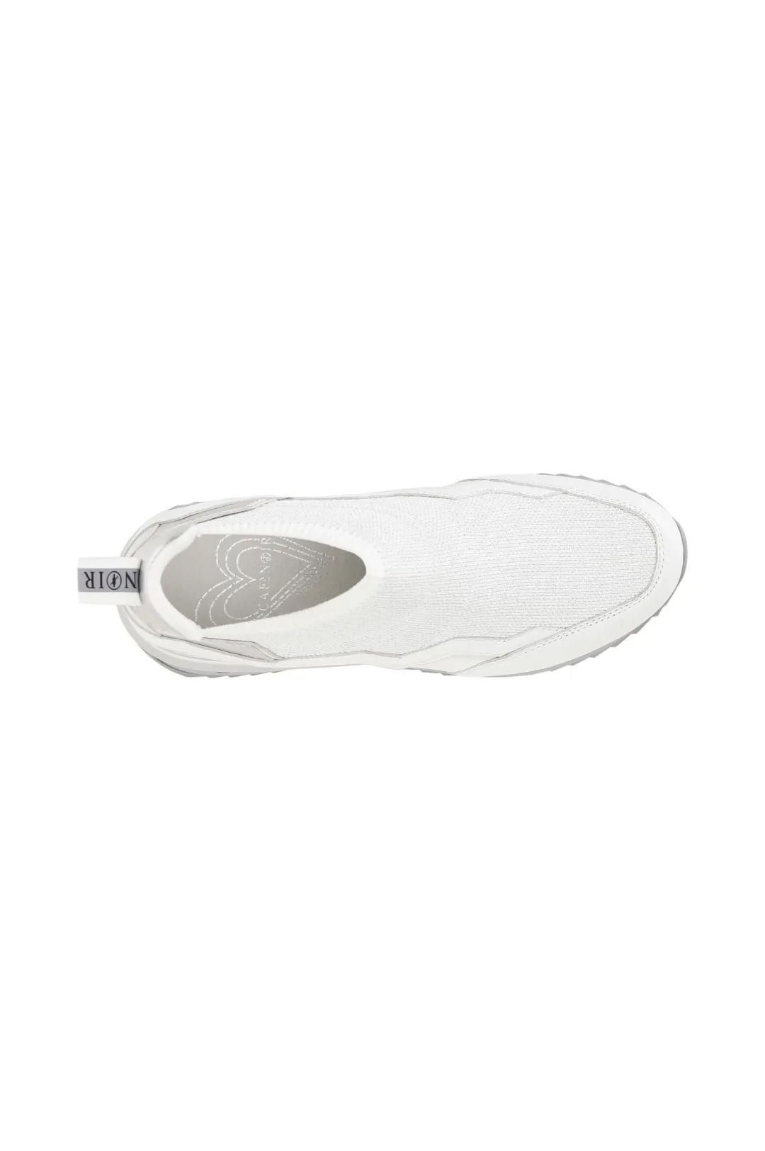 sneakers slip on in tessuto lurex e pelle bianco