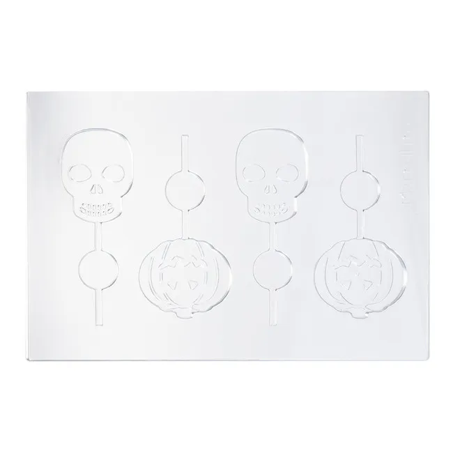 Stampi in plastica termoformati per lecca-lecca di cioccolato di Halloween - Dekora - 8 cavità