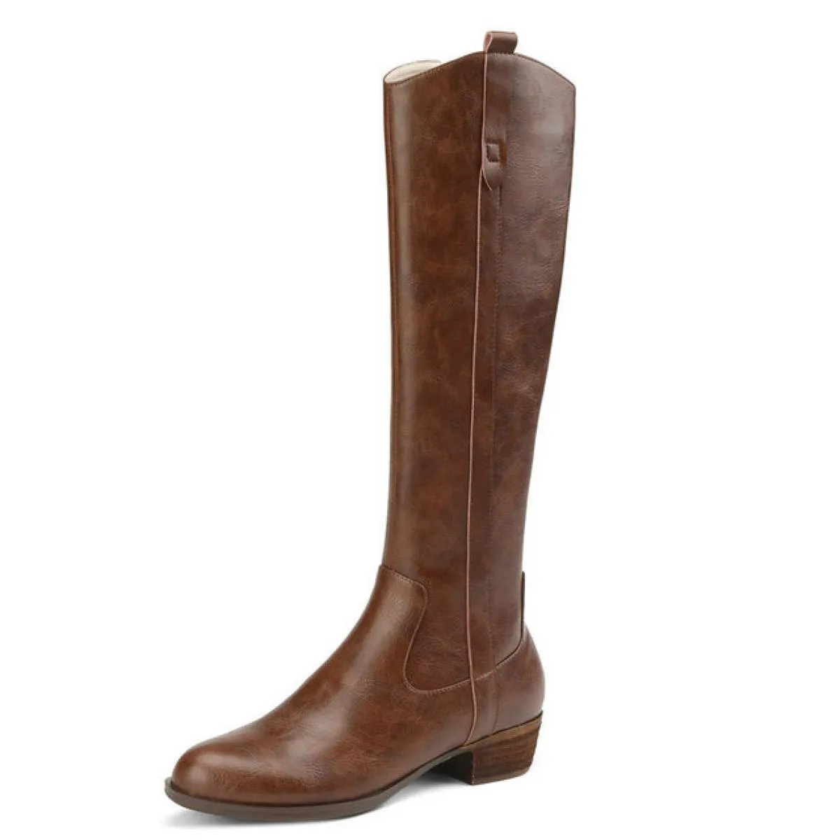 Stivali alti al ginocchio da donna in vera pelle Autunno Inverno 4 cm Tacchi medi Moda casual Scarpe lunghe da donna Taglia 34 4