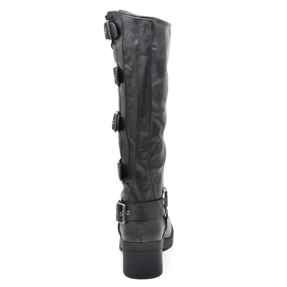 Stivali Da Donna Moto Motociclista Biker Anfibi Multi Fibbie RQ63 MP660-3