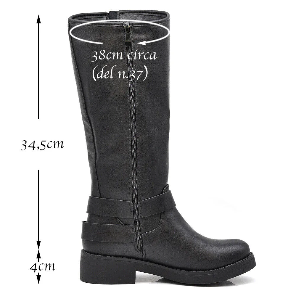 Stivali Da Donna Moto Motociclista Biker Anfibi Multi Fibbie RQ63 MP660-3