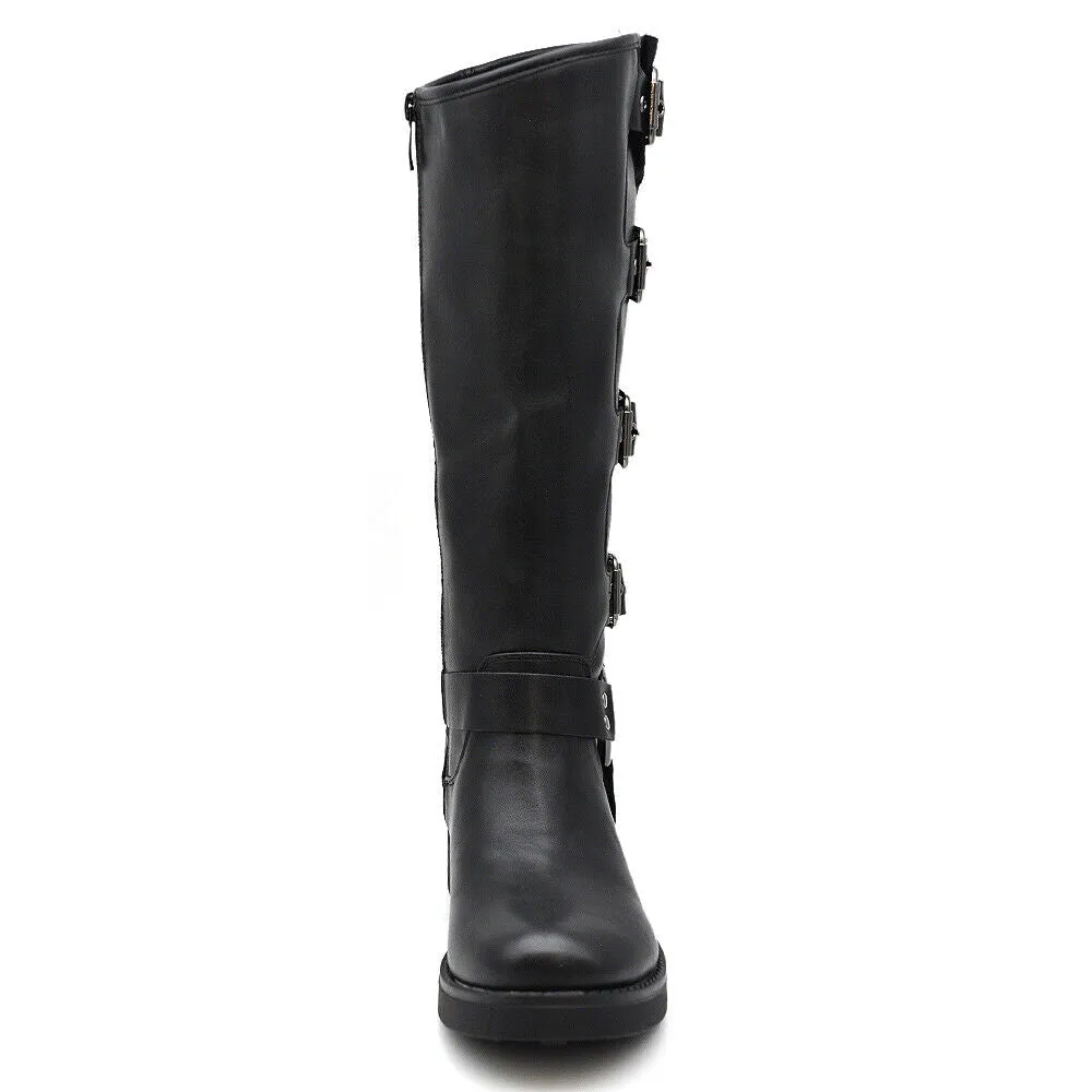 Stivali Da Donna Moto Motociclista Biker Anfibi Multi Fibbie RQ63 MP660-3